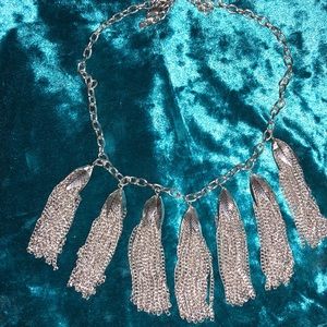Statement Necklace Silver Tassel